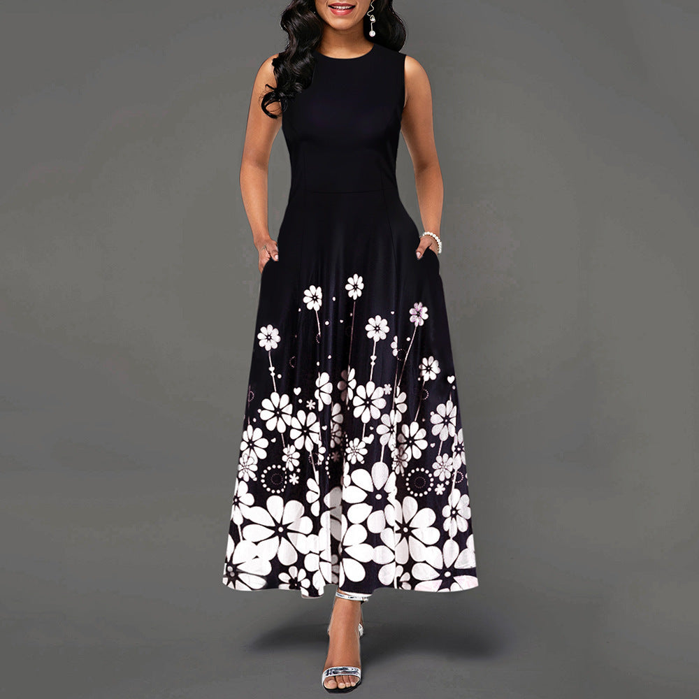 Damen Maxikleid mit floralem Print und praktischen Taschen Drune