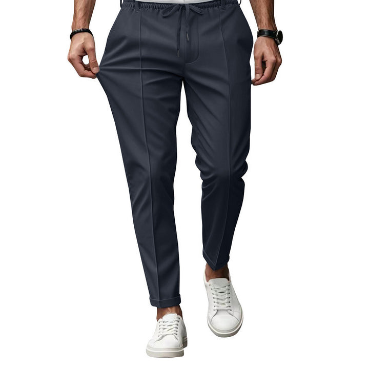 Herren nan tapered Freizeithose mit Bundfalten und elastischem Kordelzug Drune