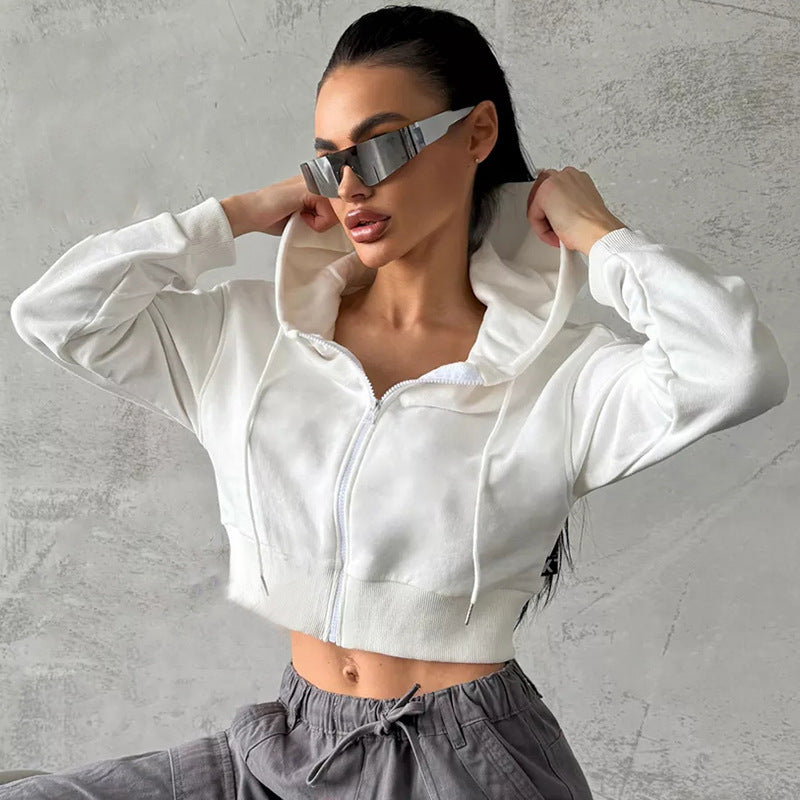 Damen Sportliche Crop-Top Jacke Drune