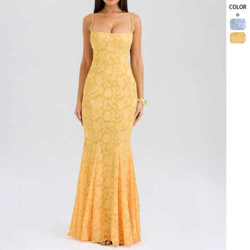 Damen Figurbetontes Abendkleid mit luxuriösem Spitzenmuster und elegantem Schnitt Drune