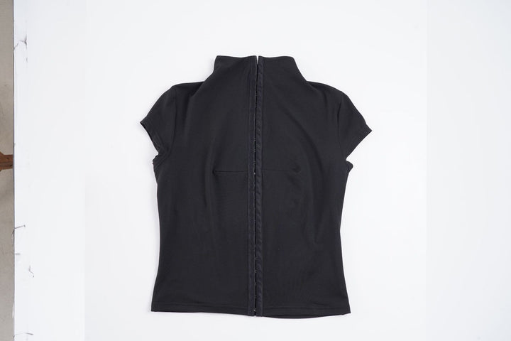 Damen sportliches Kurzarm-T-Shirt mit hoher Kragenführung Drune