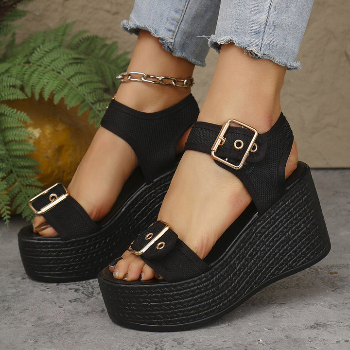 Damen Wedge-Sandalen mit verstellbaren Schnallen und rutschfester Sohle Drune