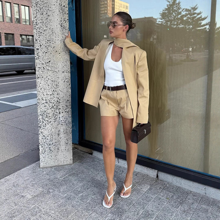Damen Anzugjacke mit raffinierter Schluppe und weichem Schnitt Drune