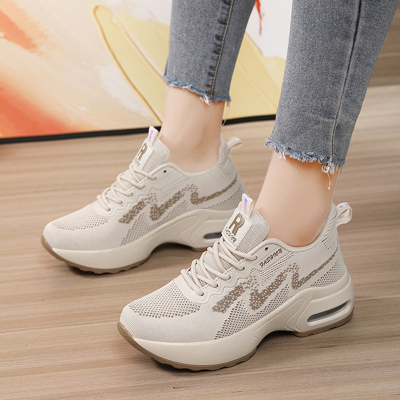 Damen nan modischer Strick-Fitness-Sneaker mit ergonomischer Rocker-Sohle und integrierter Dämpfungskammer Drune