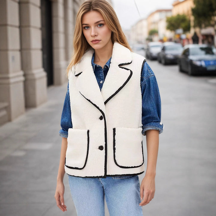 Damen Weste im eleganten Bouclé-Stil mit praktischen Taschen Drune