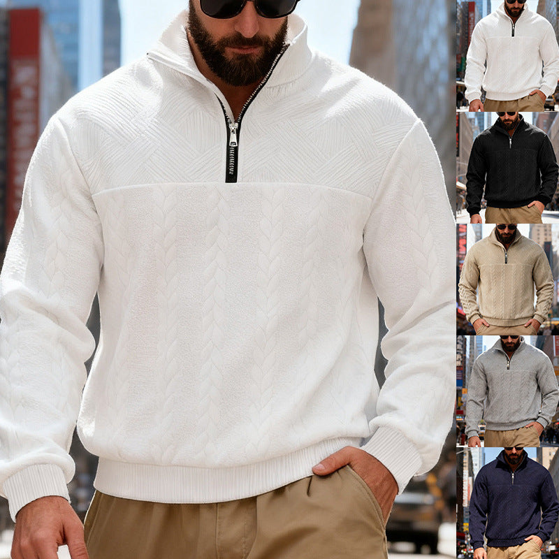 Herren Fleece-Pullover mit hohem Kragen und Reißverschluss Drune