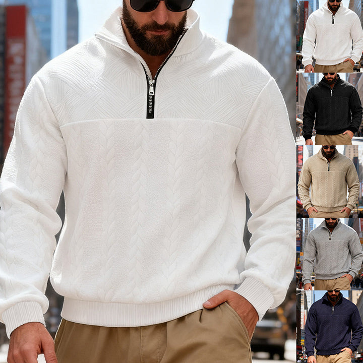 Herren Fleece-Pullover mit hohem Kragen und Reißverschluss Drune