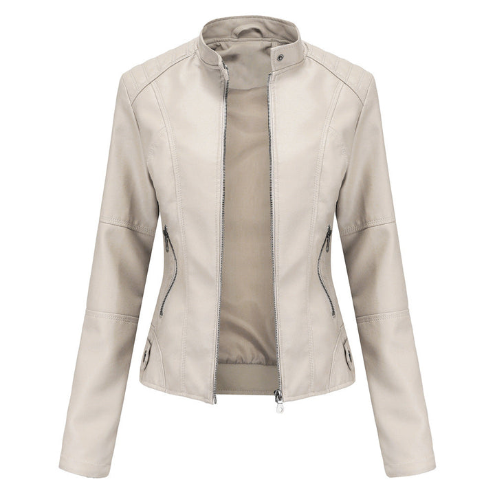 Drune - Damen schlichte Kunstlederjacke für einen kantigen Look