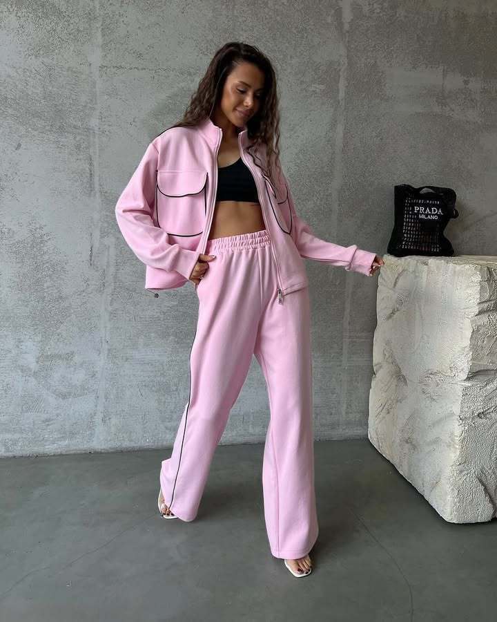 Damen Relaxed-Fit Loungewear-Set mit Reißverschluss und weitem Schnitt Drune