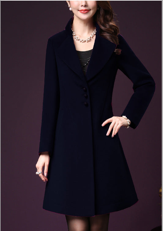 Damen eleganter Wollmantel mit schickem Revers Drune