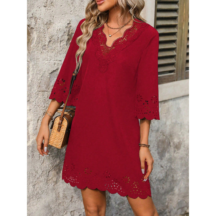 Damen Sommerkleid mit Spitzendetails und ausgestellten Ärmeln Drune