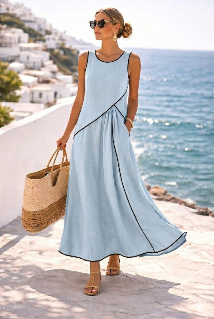 Damen Maxikleid mit fließendem Schnitt und asymmetrischem Design Drune