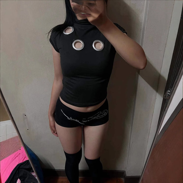 Damen T-Shirt mit einzigartigen Ösen Drune
