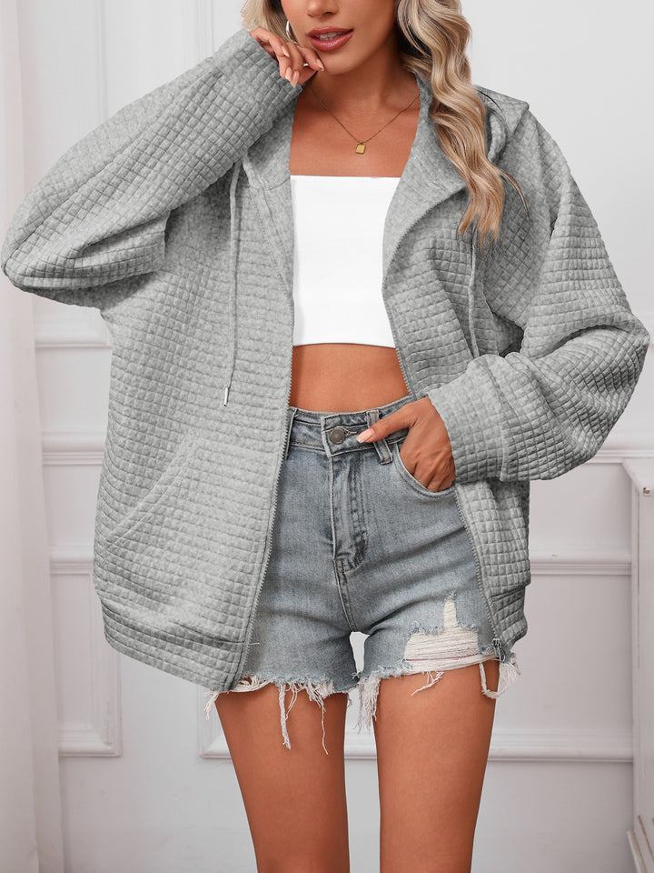 Damen Oversized Kapuzenjacke aus strukturiertem Material Drune