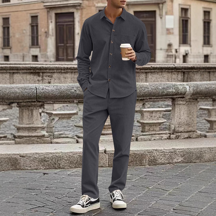 Herren elegantes Freizeitanzug mit stilvollem Hemd und bequemer Hose Drune