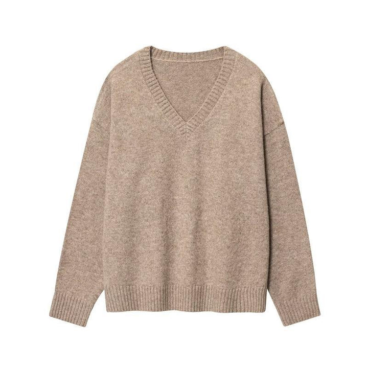 Damen V-Ausschnitt Strickpullover Drune