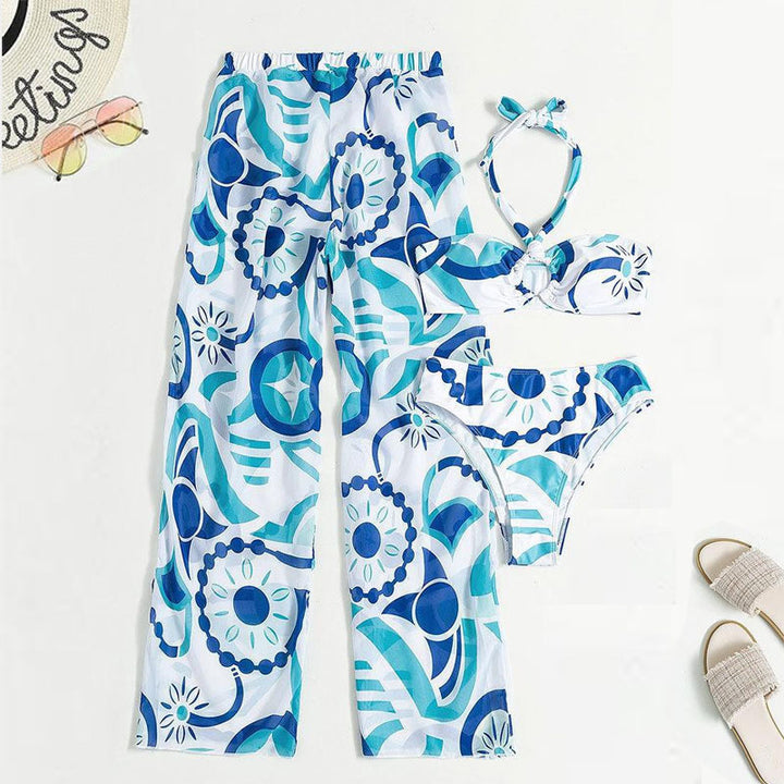Damen Bikini-Set mit Bandeau-Oberteil und weitem Beinausschnitt Drune