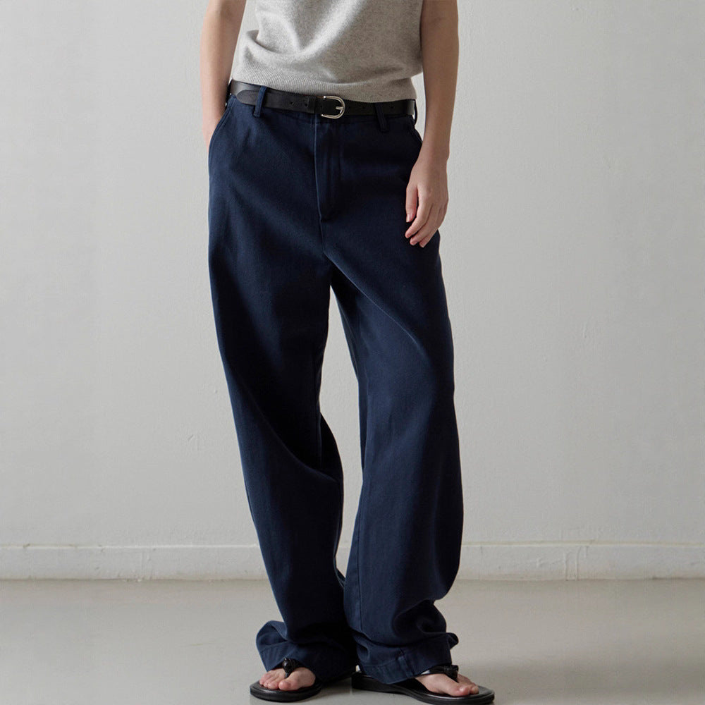 Damen weite Denim-Hose mit hohem Bund Drune