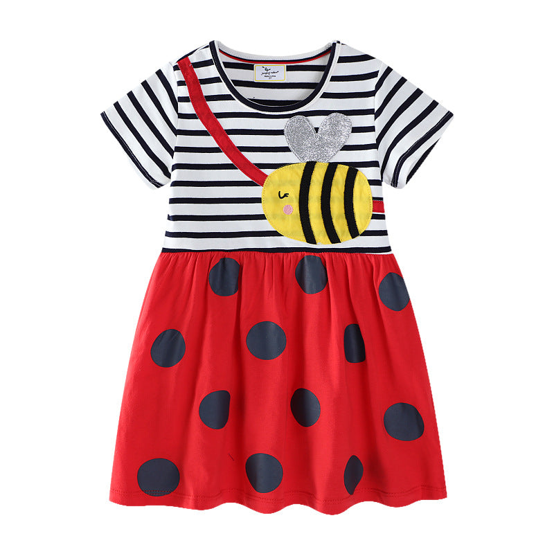 Mädchen lässiges Baumwollkleid mit Bienenmotiv Drune