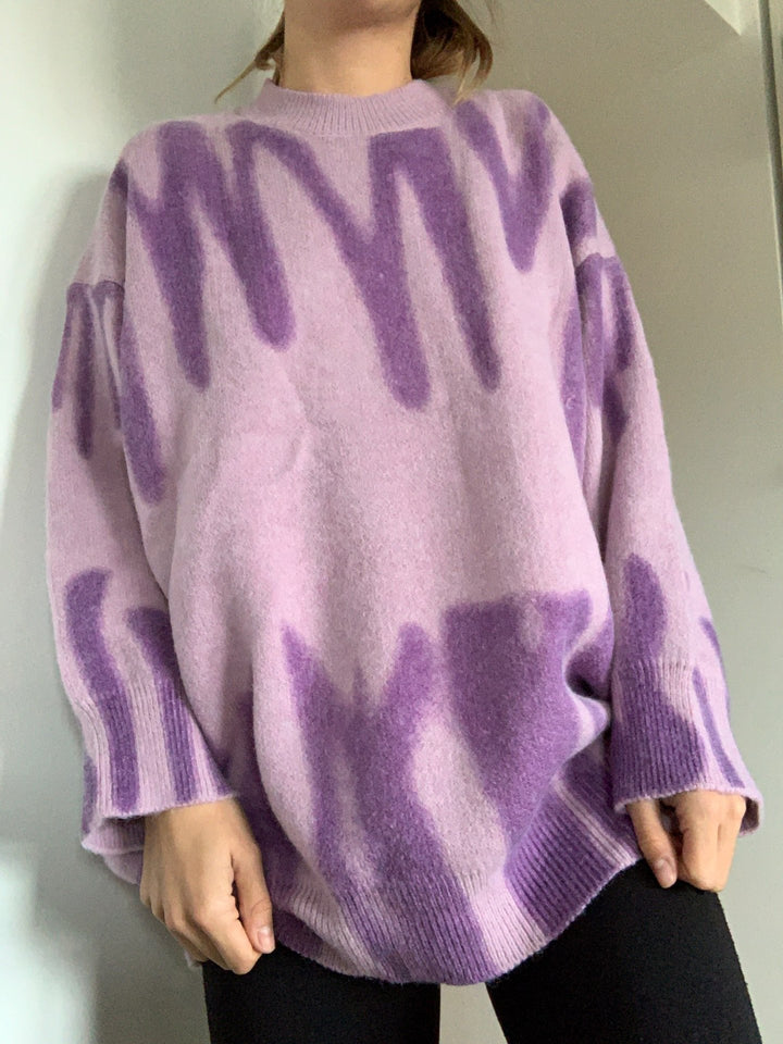 Damen Oversized Pullover mit modernem Farbmustermix und lässigem Schnitt Drune