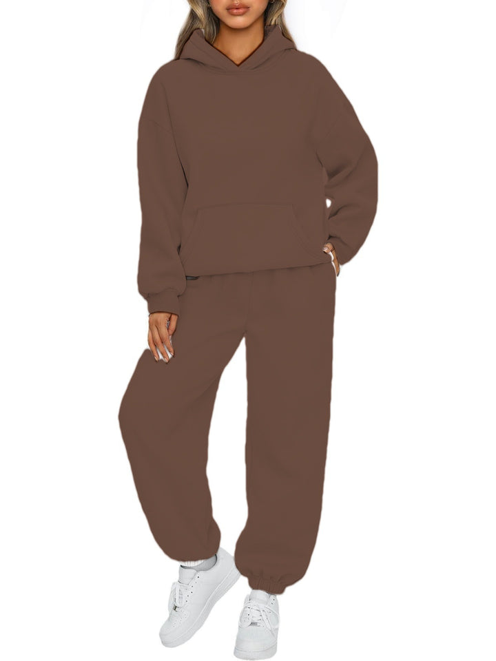 Damen nan Oversized Hoodie- und Jogginghose-Set aus weicher Baumwollmischung Drune