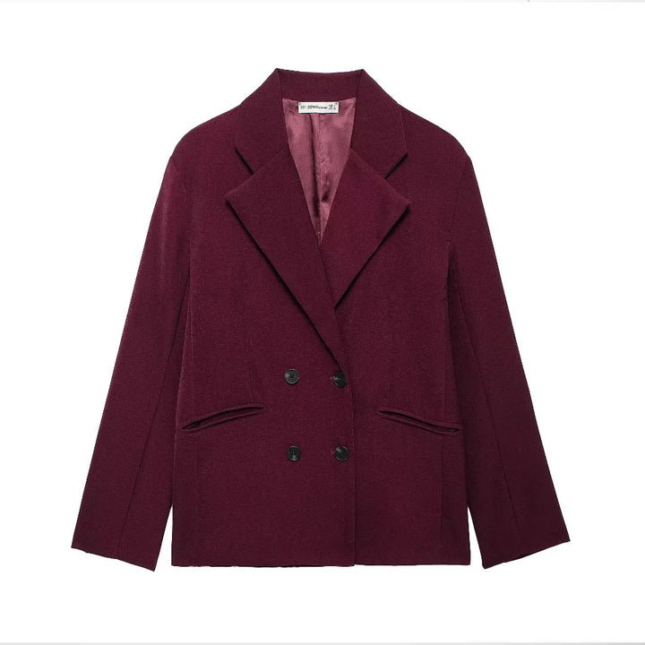 Damen elegante Doppelreiher Blazerjacke Drune