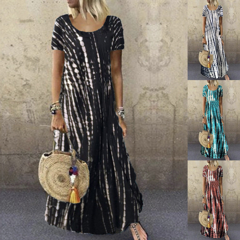 Damen Maxikleid mit modischem Streifenmuster Drune