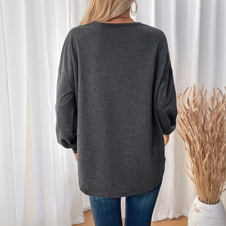 Damen bequeme Langarmshirt mit modischem Rundhals und lässigem Schnitt Drune