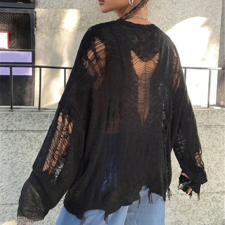 Damen Oversized Strickpullover mit modischen Cut-Outs Drune