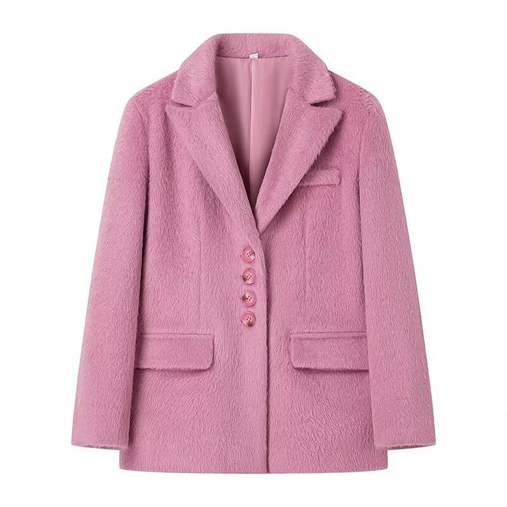 Damen elegante Veloursjacke mit klassische Knopfdetails Drune