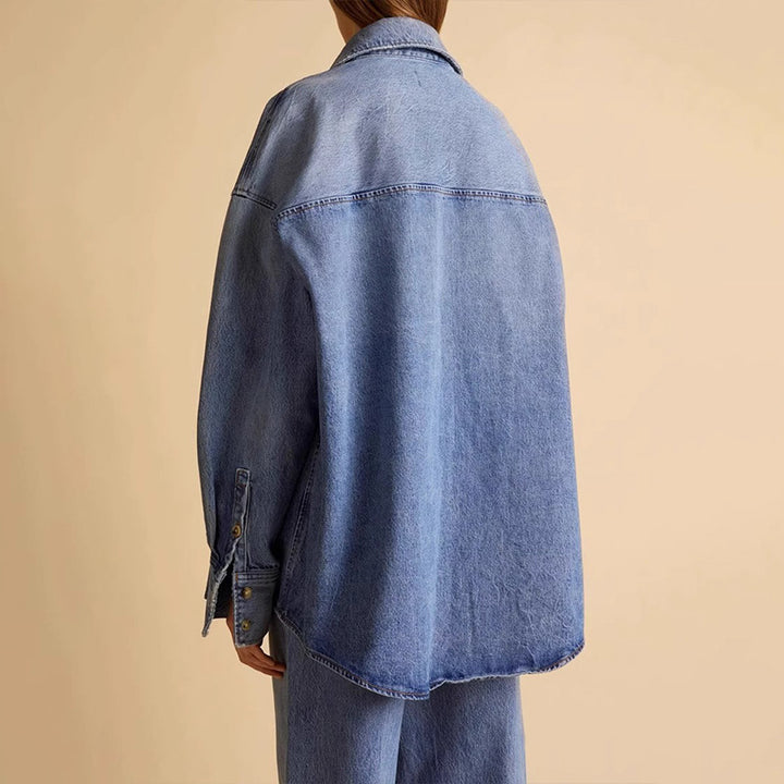 Damen lässige Overshirt-Jacke aus hochwertigem Denim Drune