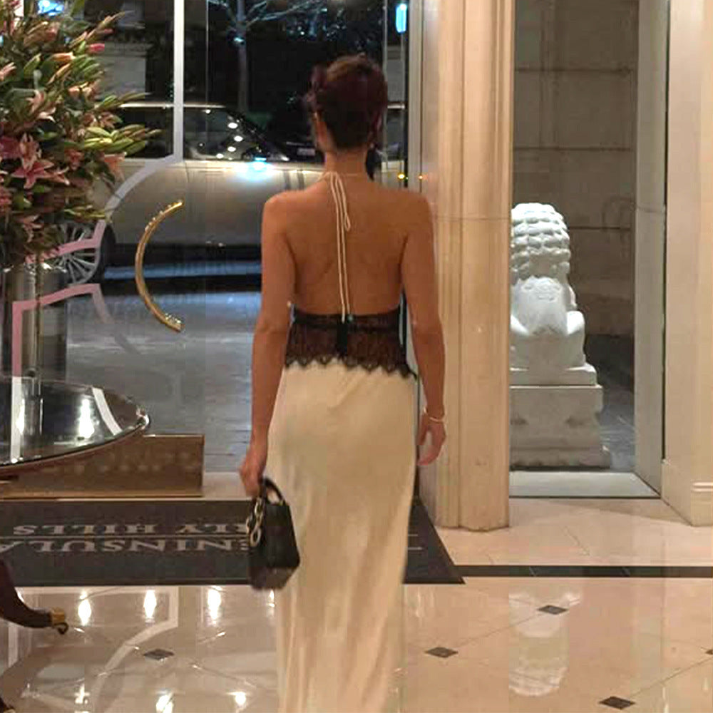 Damen Abendkleid mit Spitze und elegantem tiefem Ausschnitt Drune