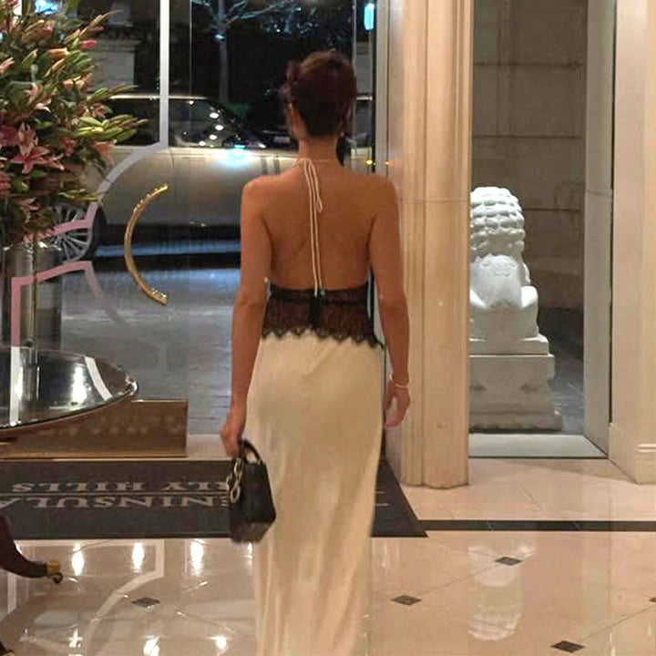 Damen Abendkleid mit Spitze und elegantem tiefem Ausschnitt Drune