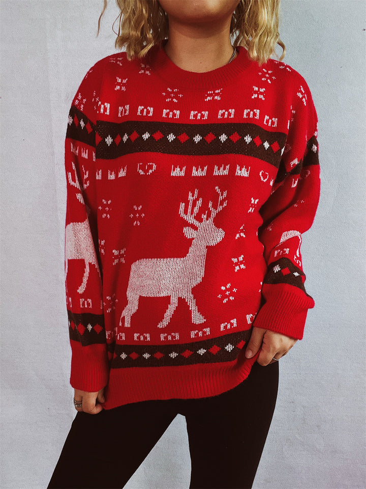 Damen Weihnachtspullover mit festlichem Rentier-Motiv und bequemer Passform Drune