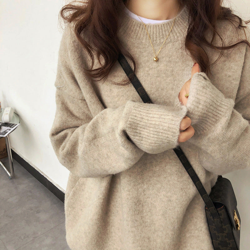 Damen Oversized Strickpullover mit weitem Schnitt und hohen Bündchen Drune