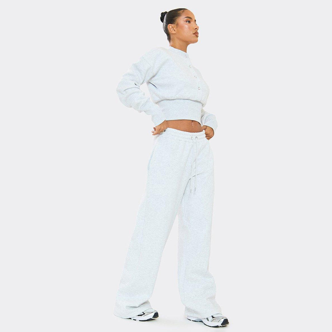 Damen bequeme Cropped Sweatshirt und weite Trainingshose Set Drune