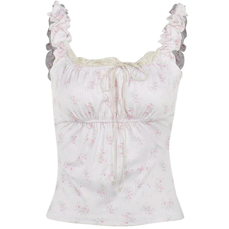 Damen Nachthemd mit zarter Spitze und floralem Design Drune