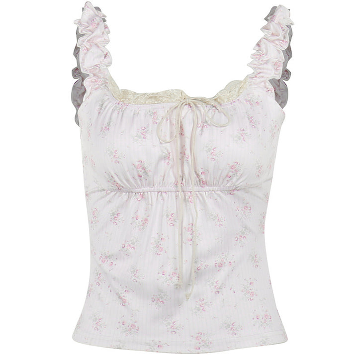 Damen Nachthemd mit zarter Spitze und floralem Design Drune