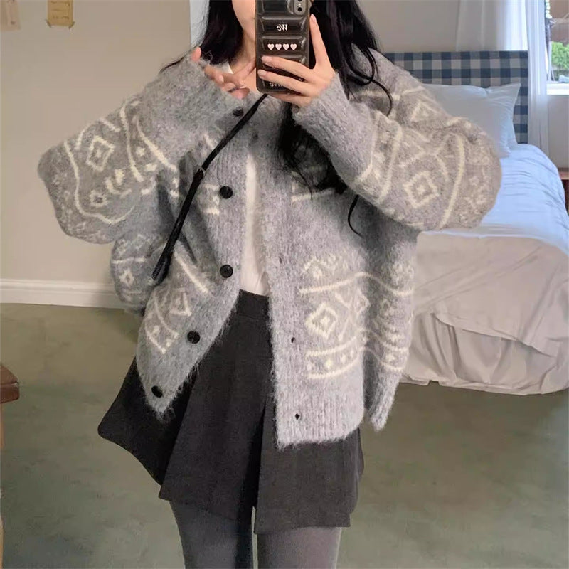 Damen lässige Strickjacke mit einzigartigem Muster und weichem Material Drune