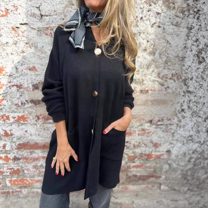 Damen Modische Cardigan mit praktischen Taschen und Knopfverschluss Drune