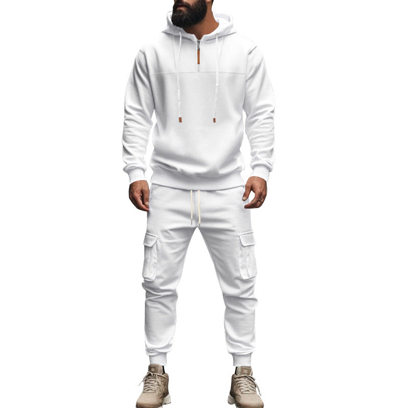 Herren nan Cargo-Jogginganzug mit Halbzip-Kapuzenpullover und tapered Cargohose Drune