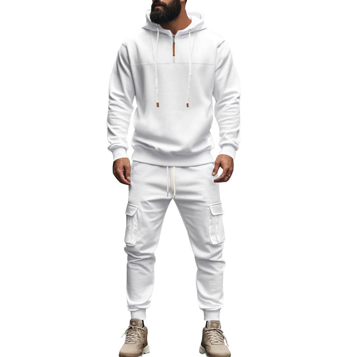 Herren nan Cargo-Jogginganzug mit Halbzip-Kapuzenpullover und tapered Cargohose Drune