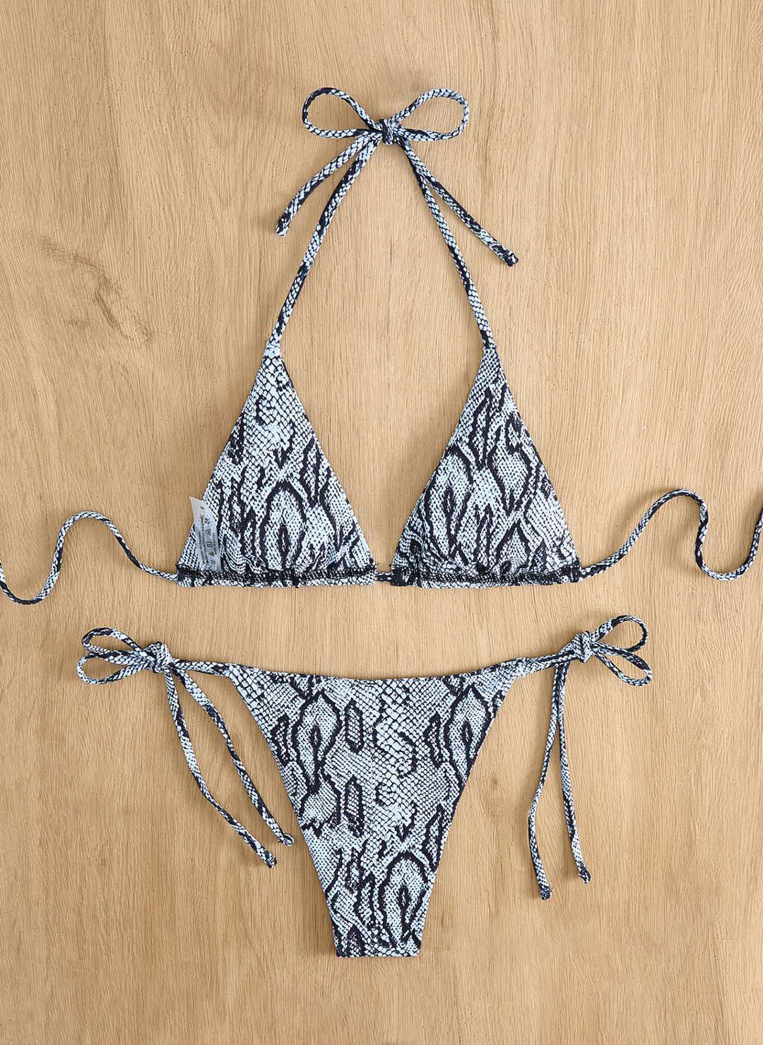 Damen Triangel-Bikini mit Schlangenprint und verstellbaren Trägern Drune