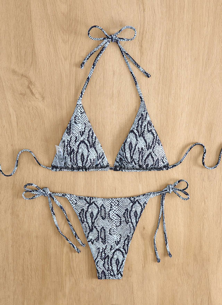 Damen Triangel-Bikini mit Schlangenprint und verstellbaren Trägern Drune
