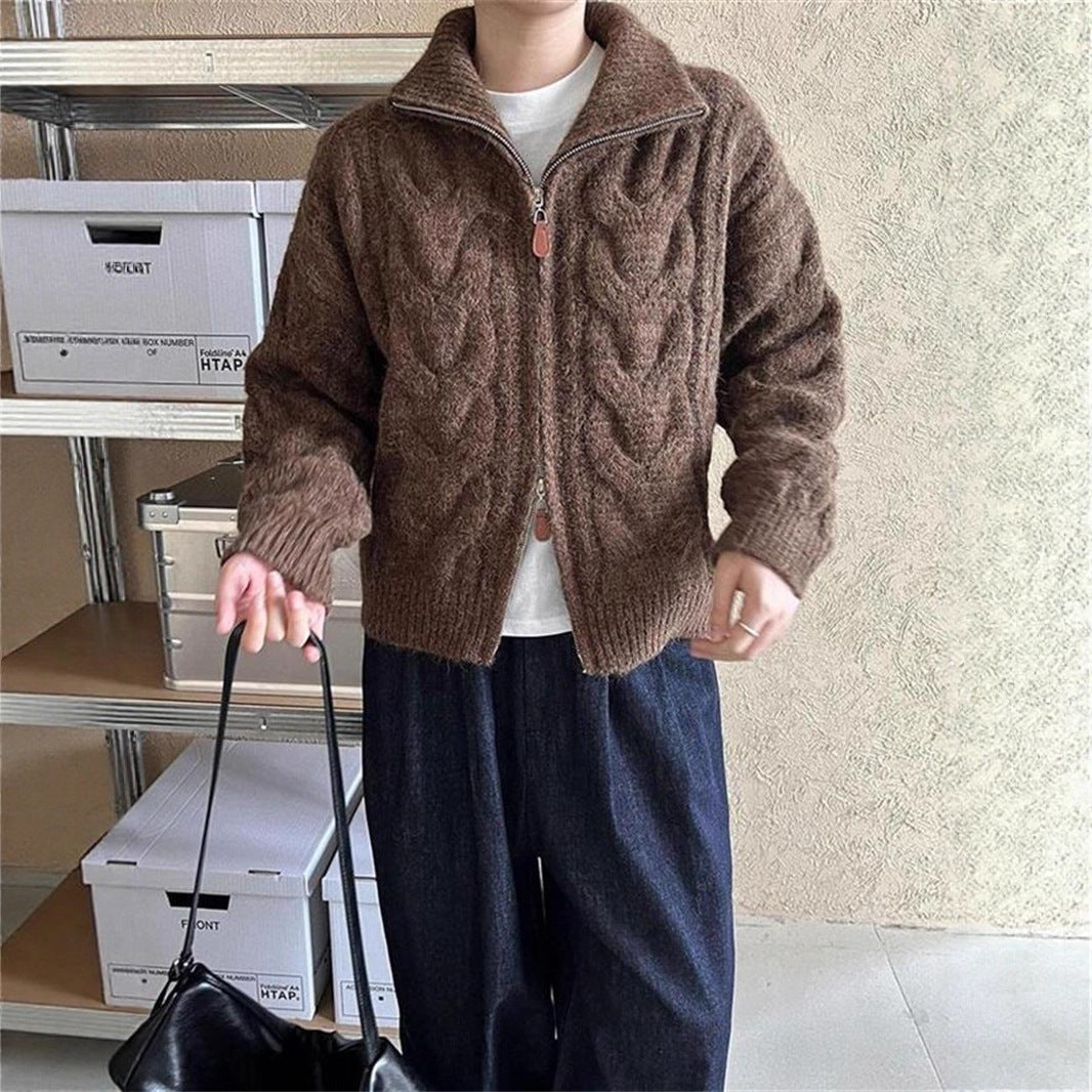 Damen Grobstrickjacke mit hohem Kragen und durchgehendem Reißverschluss Drune