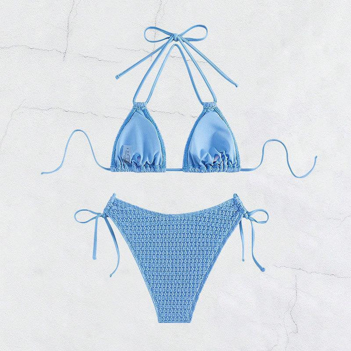 Damen Dreieck-Bikini mit verstellbaren Bindebändern und trendy Häkel-Design Drune
