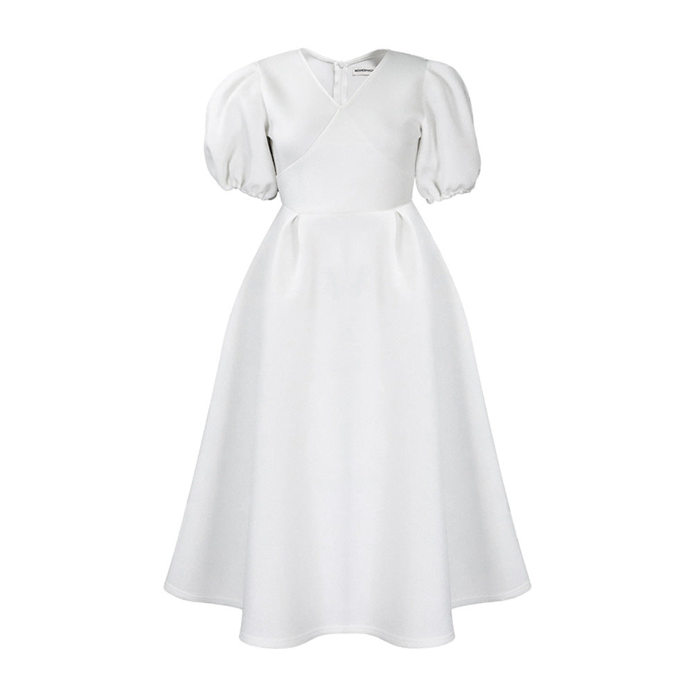 Damen Maxikleid mit Puffärmeln und eleganter Taillierung Drune