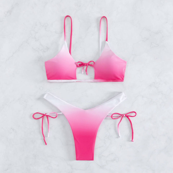 Damen Triangel-Bikini mit anpassbarem Knoten-Design und elegantem Farbverlauf Drune