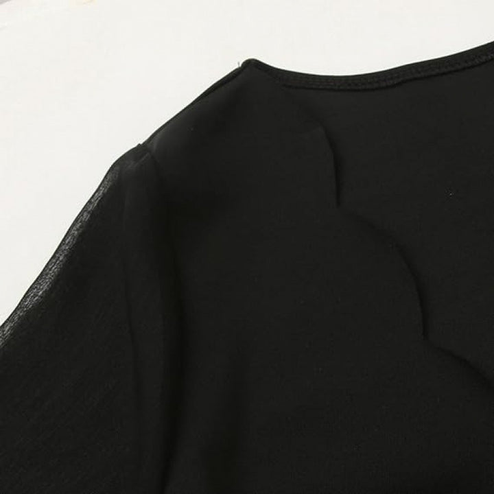 Damen Abendkleid mit transparenten Ärmeln und elegantem V-Ausschnitt Drune