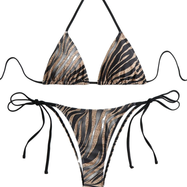 Damen Triangel-Bikini mit elegantem Zebra-Print Drune